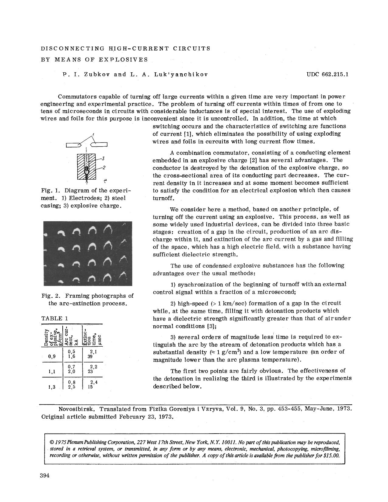 Disconnecting high-current circuits by means of explosives by Unknown