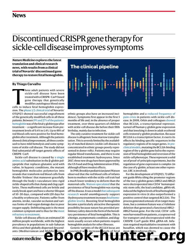 Discontinued CRISPR gene therapy for sickle-cell disease improves symptoms by Thiago Carvalho