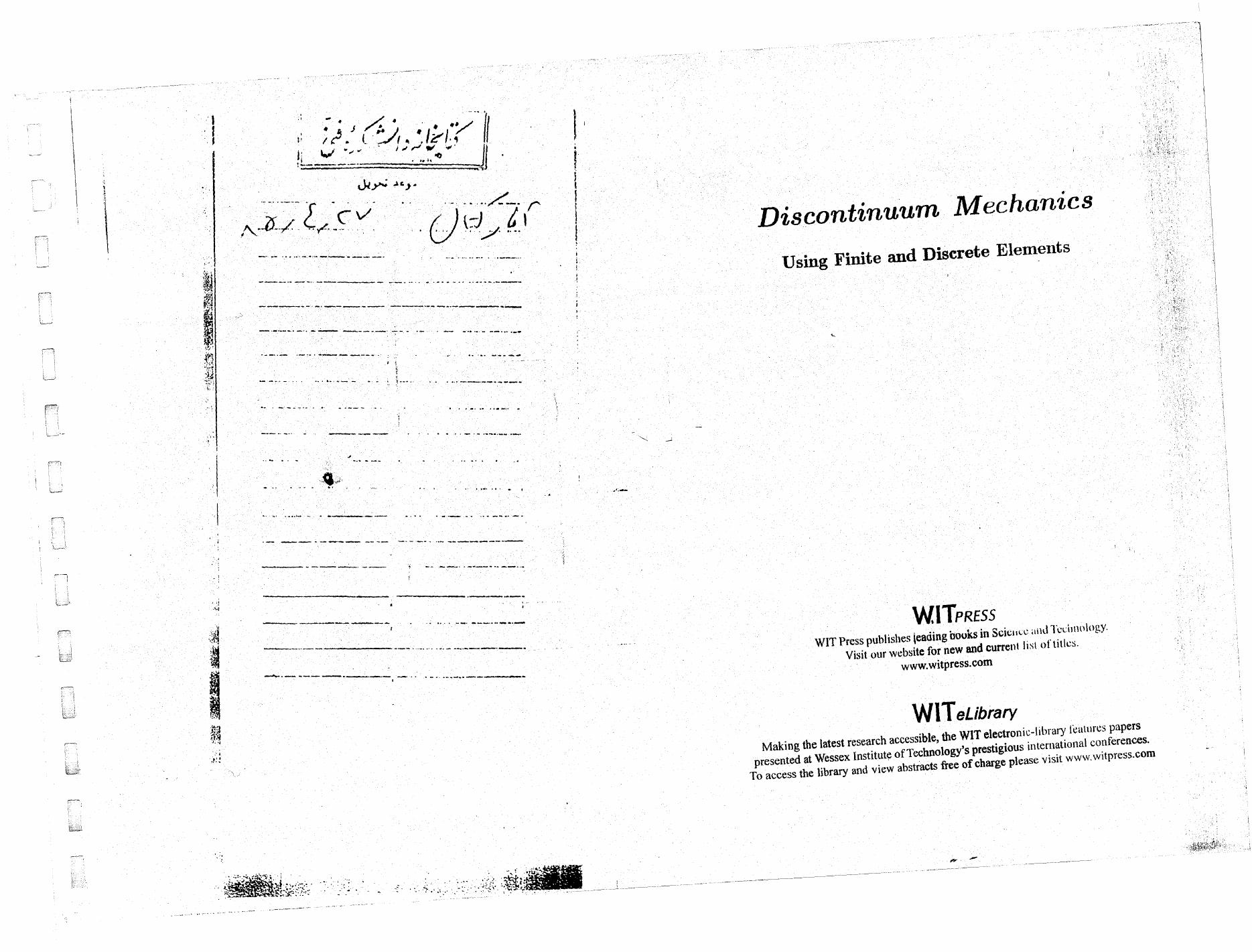 Discontinuum Mechanics : Using Finite and Discrete Elements by S. Mohammadi