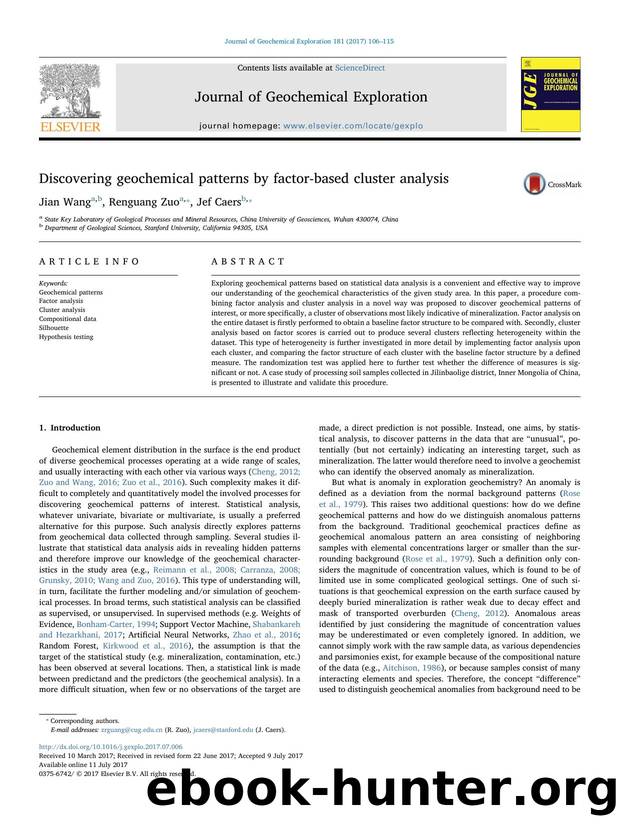 Discovering geochemical patterns by factor-based cluster analysis by Jian Wang & Renguang Zuo & Jef Caers
