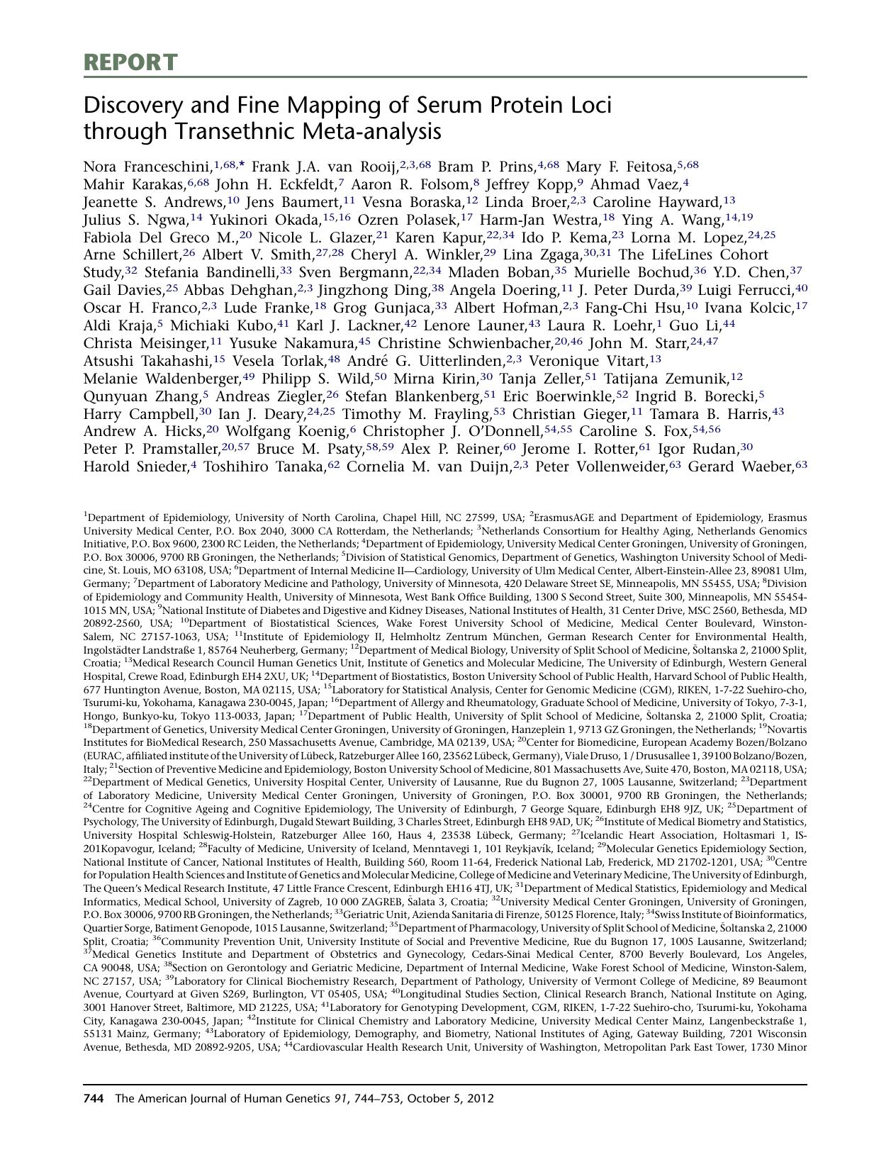 Discovery and Fine Mapping of Serum Protein Loci through Transethnic Meta-analysis by unknow