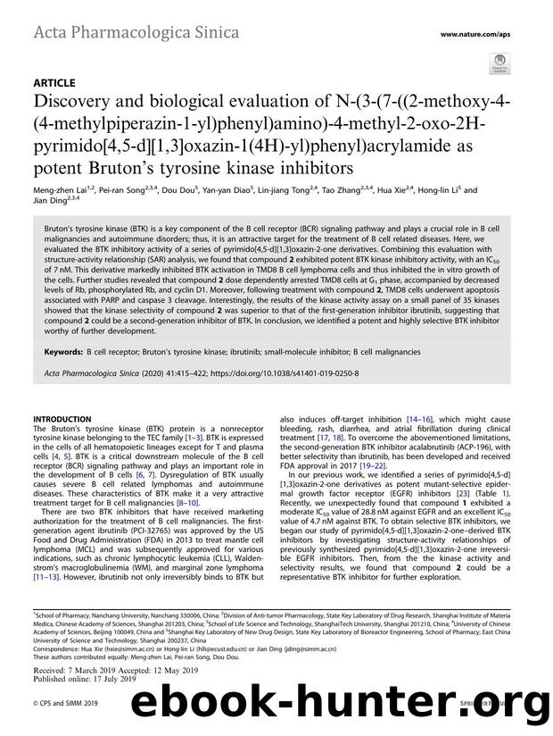 Discovery and biological evaluation of N-(3-(7-((2-methoxy-4-(4-methylpiperazin-1-yl)phenyl)amino)-4-methyl-2-oxo-2H-pyrimido[4,5-d][1,3]oxazin-1(4H)-yl)phenyl)acrylamide as potent by unknow