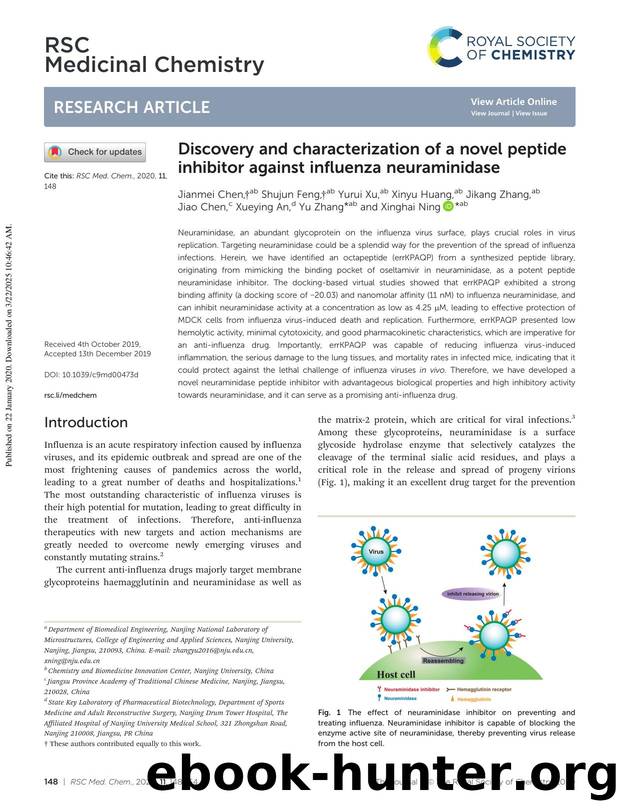 Discovery and characterization of a novel peptide inhibitor against influenza neuraminidase by unknow