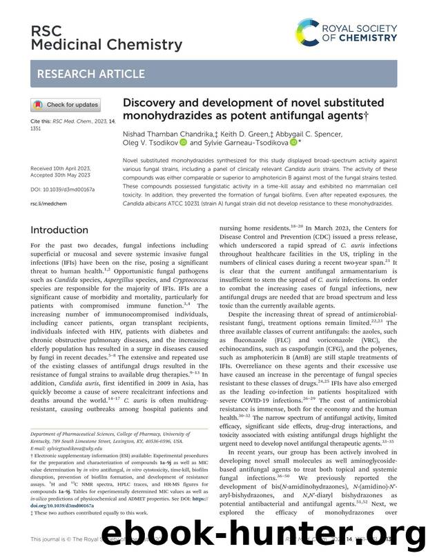 Discovery and development of novel substituted monohydrazides as potent antifungal agents by unknow