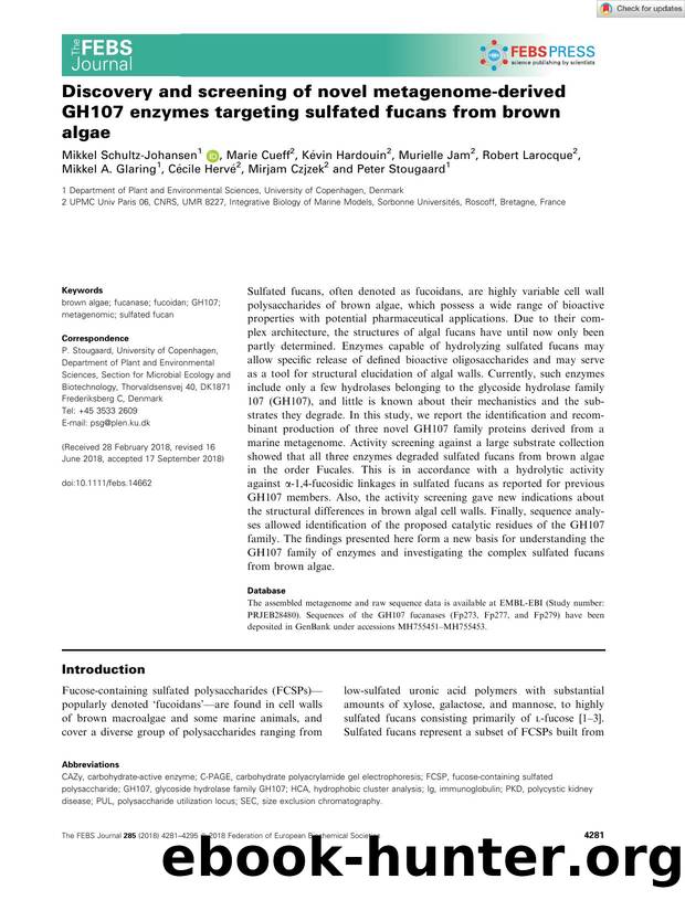 Discovery and screening of novel metagenomeâderived GH107 enzymes targeting sulfated fucans from brown algae by Unknown