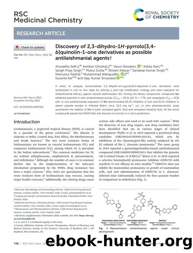 Discovery of 2,3-dihydro-1H-pyrrolo[3,4-b]quinolin-1-one derivatives as possible antileishmanial agents by unknow
