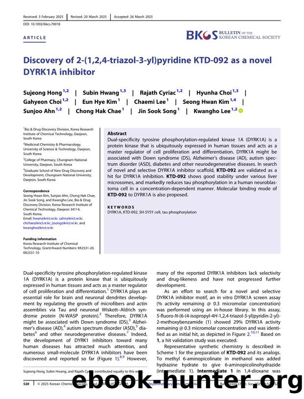 Discovery of 2â(1,2,4âtriazolâ3âyl)pyridine KTDâ092 as a novel DYRK1A inhibitor by Unknown