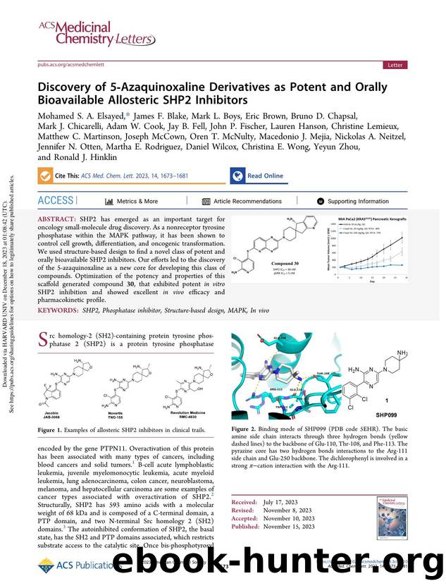 Discovery of 5-Azaquinoxaline Derivatives as Potent and Orally Bioavailable Allosteric SHP2 Inhibitors by unknow
