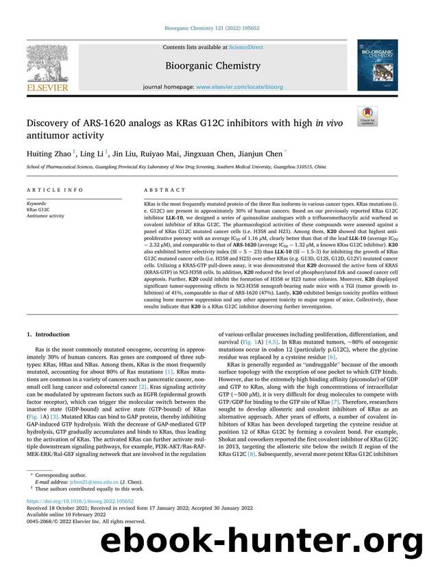 Discovery of ARS-1620 analogs as KRas G12C inhibitors with high in vivo antitumor activity by Huiting Zhao & Ling Li & Jin Liu & Ruiyao Mai & Jingxuan Chen & Jianjun Chen