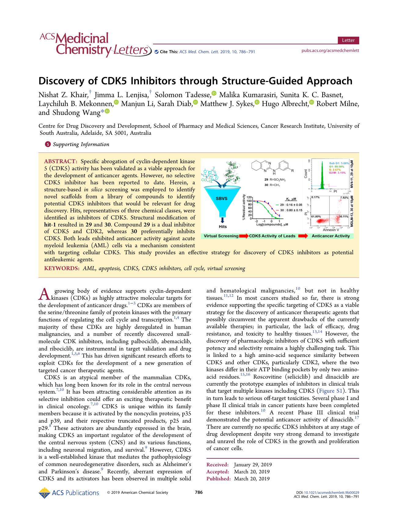 Discovery of CDK5 Inhibitors through Structure-Guided Approach by unknow