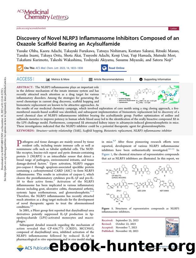 Discovery of Novel NLRP3 Inflammasome Inhibitors Composed of an Oxazole Scaffold Bearing an Acylsulfamide by unknow