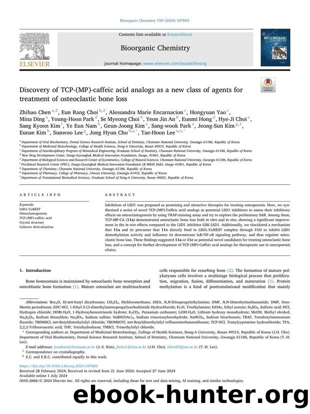Discovery of TCP-(MP)-caffeic acid analogs as a new class of agents for treatment of osteoclastic bone loss by unknow