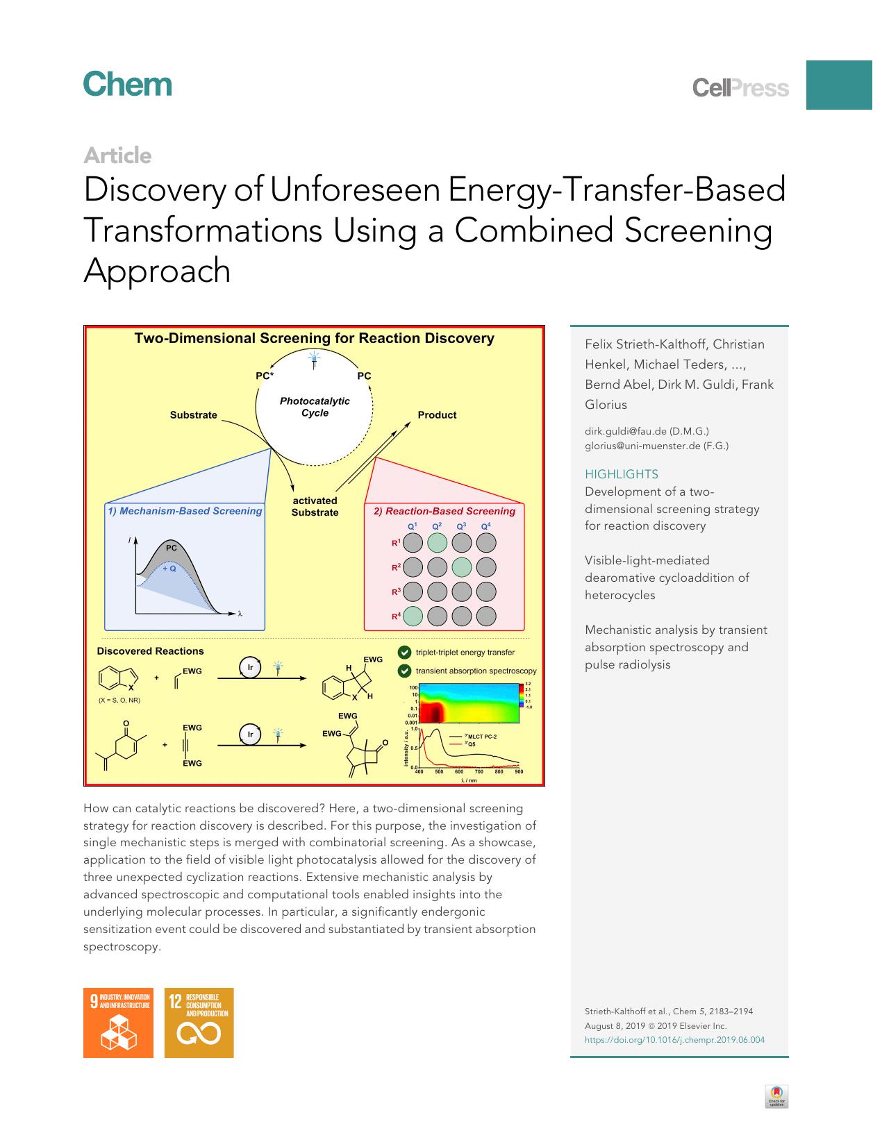 Discovery of Unforeseen Energy-Transfer-Based Transformations Using a Combined Screening Approach by unknow