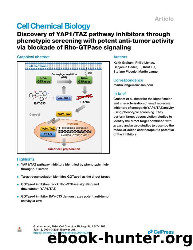 Discovery of YAP1TAZ pathway inhibitors through phenotypic screening with potent anti-tumor activity via blockade of Rho-GTPase signaling by unknow
