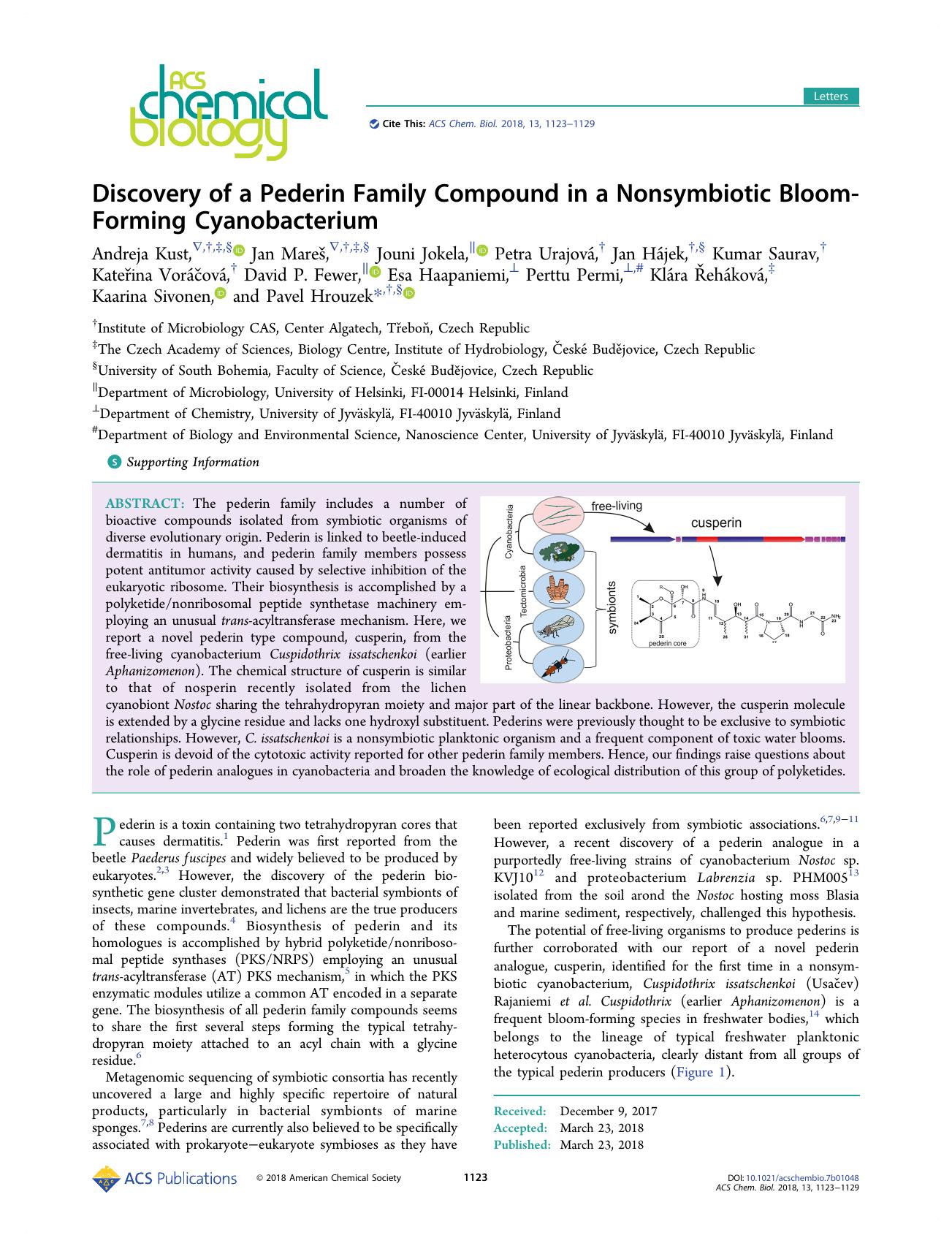Discovery of a Pederin Family Compound in a Nonsymbiotic Bloom-Forming Cyanobacterium by unknow
