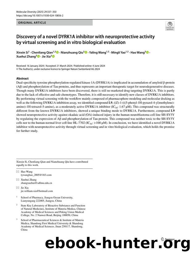 Discovery of a novel DYRK1A inhibitor with neuroprotective activity by virtual screening and in vitro biological evaluation by unknow