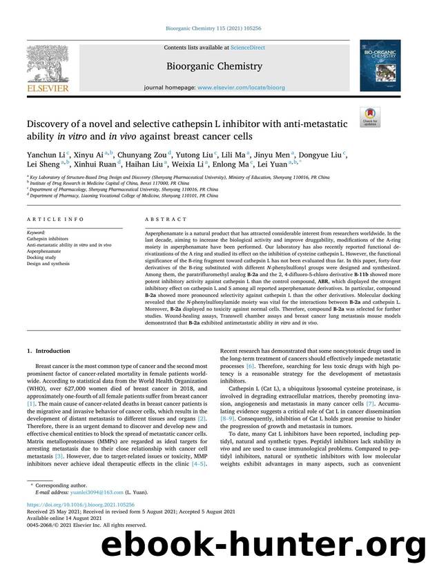 Discovery of a novel and selective cathepsin L inhibitor with anti-metastatic ability in vitro and in vivo against breast cancer cells by unknow