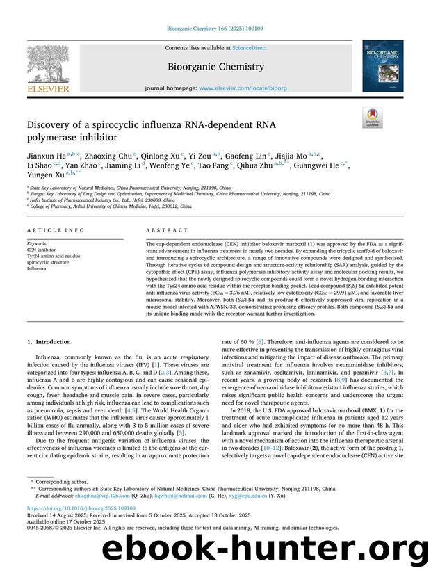 Discovery of a spirocyclic influenza RNA-dependent RNA polymerase inhibitor by unknow