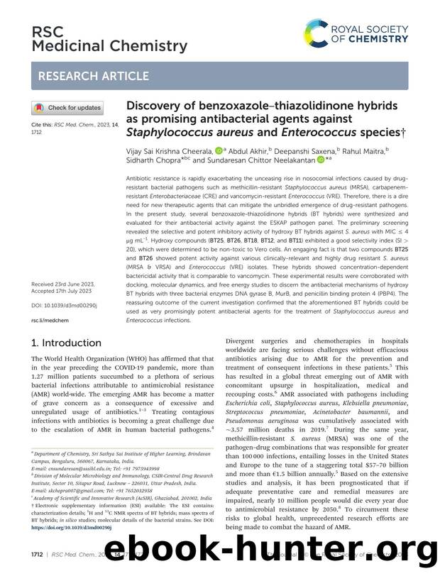 Discovery of benzoxazoleâthiazolidinone hybrids as promising antibacterial agents against Staphylococcus aureus and Enterococcus species by unknow