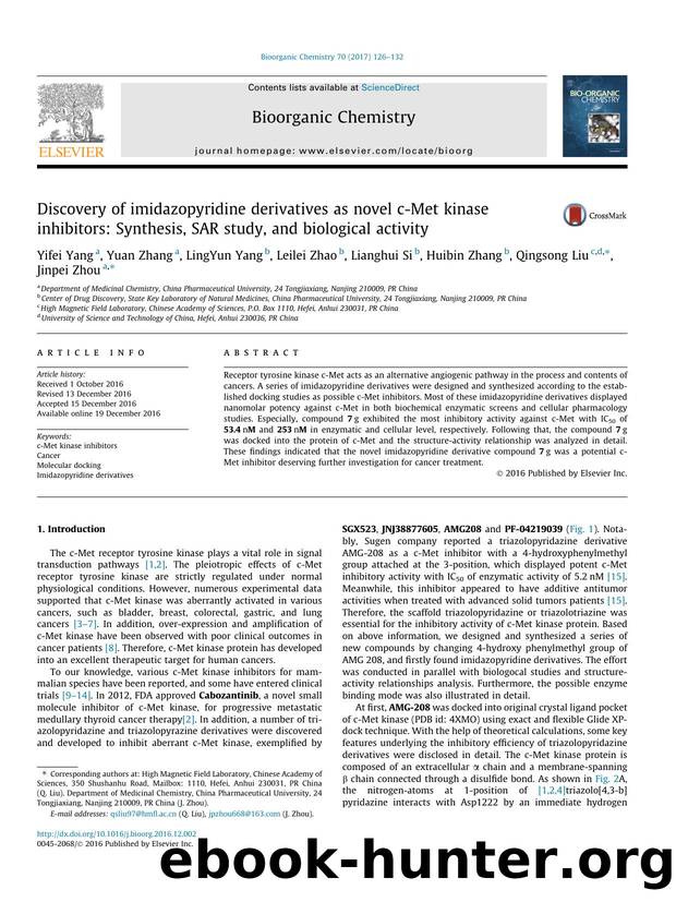 Discovery of imidazopyridine derivatives as novel c-Met kinase inhibitors: Synthesis, SAR study, and biological activity by unknow