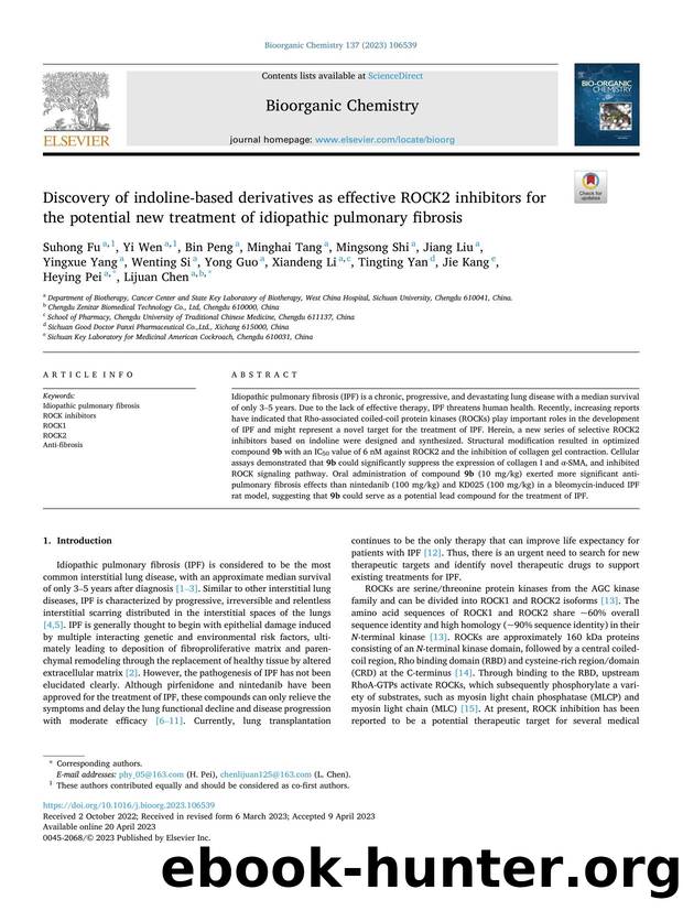 Discovery of indoline-based derivatives as effective ROCK2 inhibitors for the potential new treatment of idiopathic pulmonary fibrosis by unknow