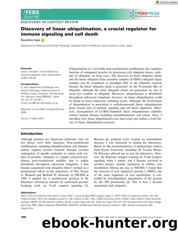 Discovery of linear ubiquitination, a crucial regulator for immune signaling and cell death by Unknown