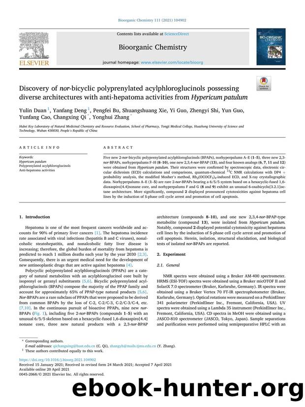 Discovery of nor -bicyclic polyprenylated acylphloroglucinols possessing diverse architectures with anti-hepatoma activities from Hypericum patulum by unknow
