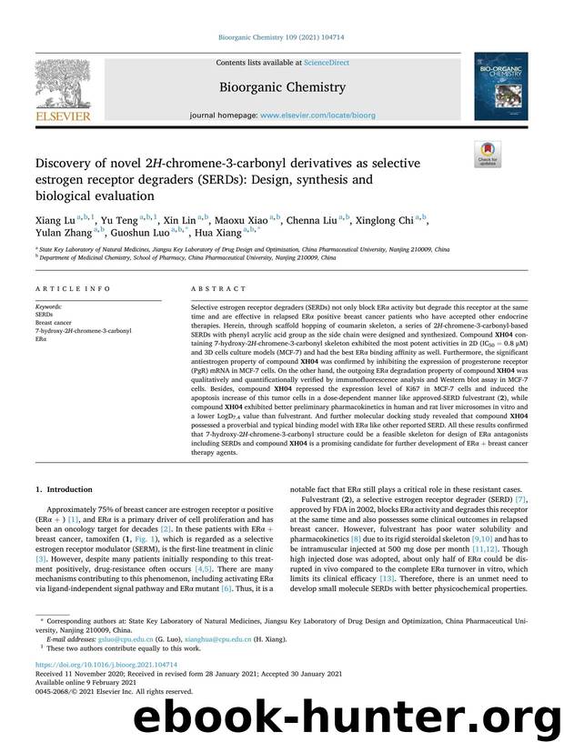 Discovery of novel 2 H -chromene-3-carbonyl derivatives as selective estrogen receptor degraders (SERDs): Design, synthesis and biological evaluation by unknow