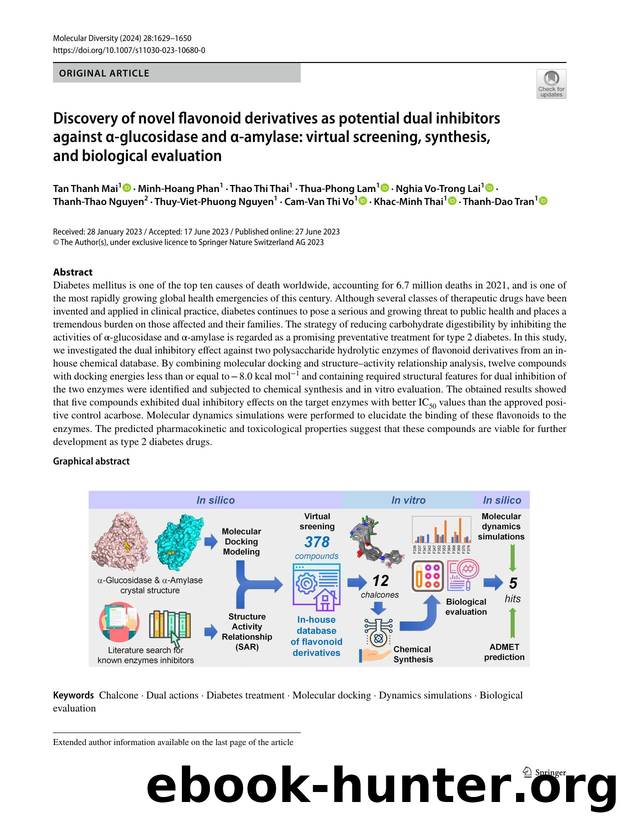Discovery of novel flavonoid derivatives as potential dual inhibitors against Î±-glucosidase and Î±-amylase: virtual screening, synthesis, and biological evaluation by unknow