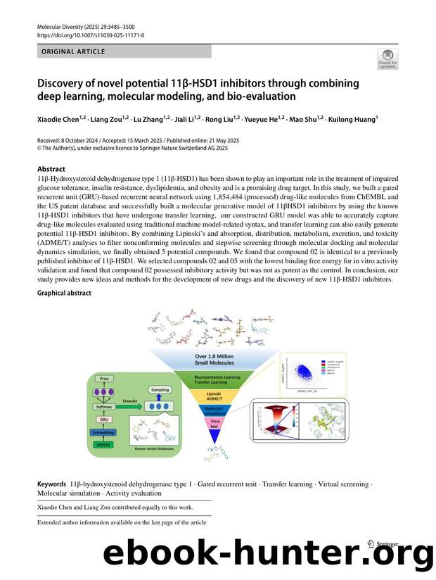 Discovery of novel potential 11Î²-HSD1 inhibitors through combining deep learning, molecular modeling, and bio-evaluation by unknow