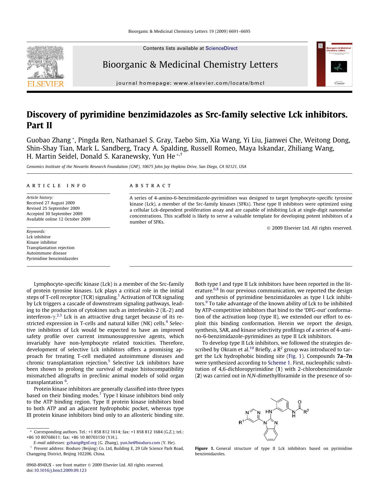 Discovery of pyrimidine benzimidazoles as Src-family selective Lck inhibitors. Part II by unknow