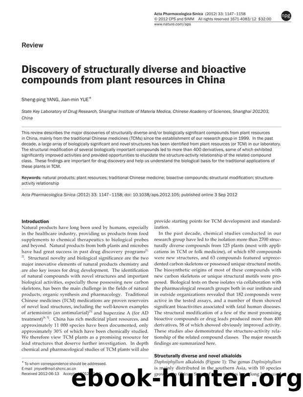 Discovery of structurally diverse and bioactive compounds from plant resources in China by Sheng-ping Yang & Jian-min Yue