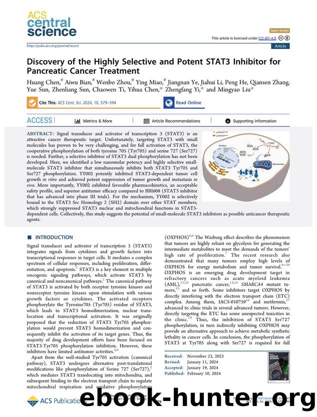 Discovery of the Highly Selective and Potent STAT3 Inhibitor for Pancreatic Cancer Treatment by unknow