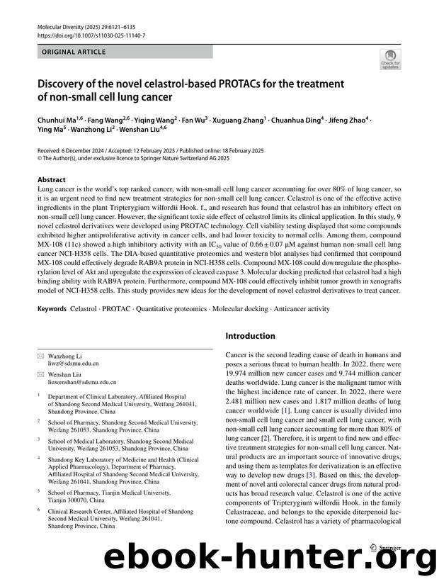 Discovery of the novel celastrol-based PROTACs for the treatment of non-small cell lung cancer by unknow
