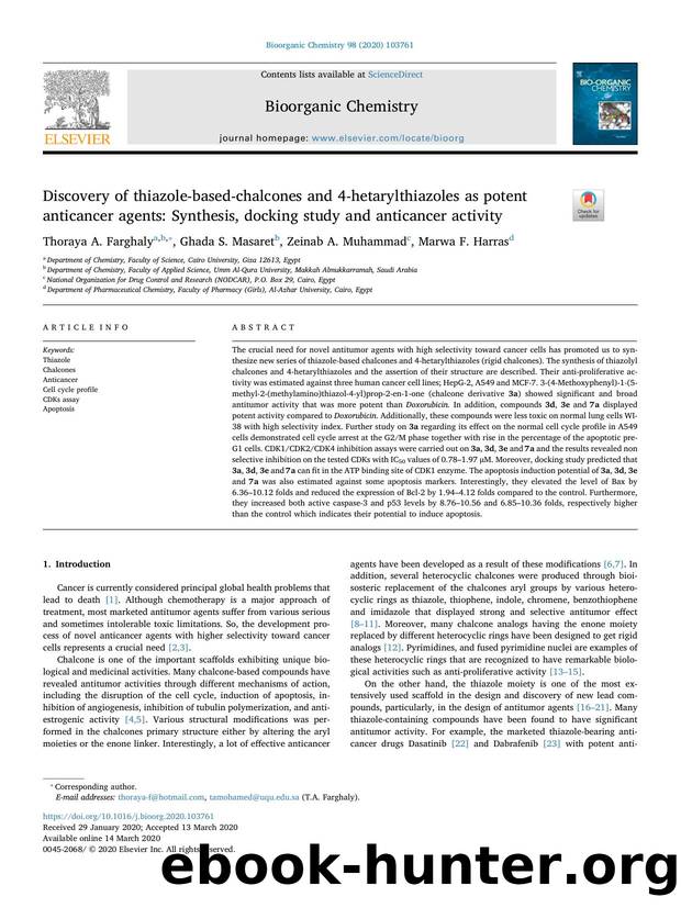 Discovery of thiazole-based-chalcones and 4-hetarylthiazoles as potent anticancer agents_ Synthesis, docking study and anticancer activity by Thoraya A. Farghaly & Ghada S. Masaret & Zeinab A. Muhammad & Marwa F. Harras