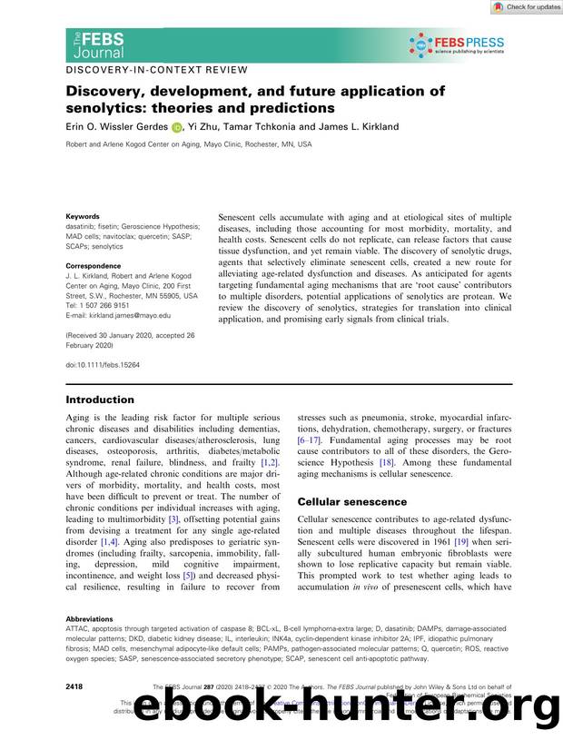 Discovery, development, and future application of senolytics: theories and predictions by Unknown