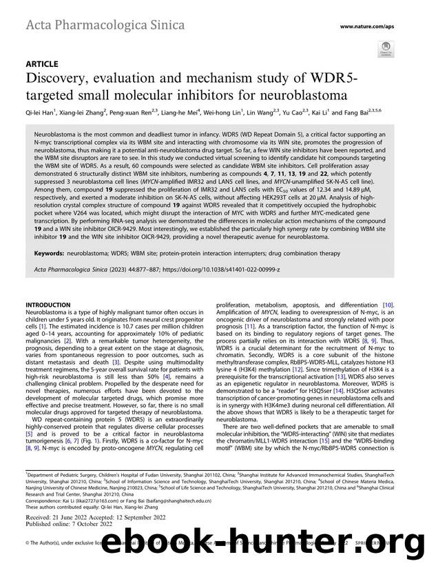 Discovery, evaluation and mechanism study of WDR5-targeted small molecular inhibitors for neuroblastoma by unknow