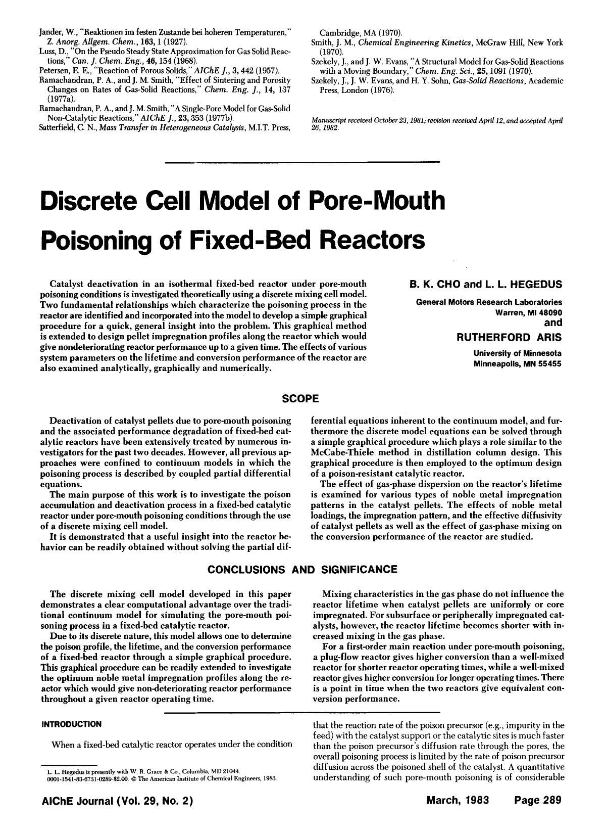 Discrete cell model of pore-mouth poisoning of fixed-bed reactors by Unknown