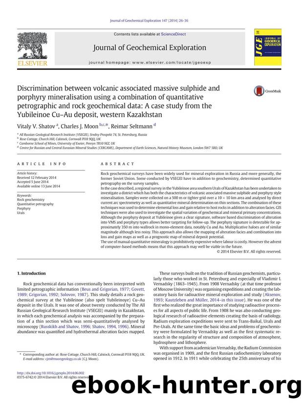 Discrimination between volcanic associated massive sulphide and porphyry mineralisation using a combination of quantitative petrographic and rock geochemical data: A case study fro by Vitaly V. Shatov & Charles J. Moon & Reimar Seltmann