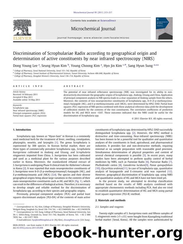 Discrimination of Scrophulariae Radix according to geographical origin and determination of active constituents by near infrared spectroscopy (NIRS) by Dong Young Lee & Seung Hyun Kim & Young Choong Kim & Hyo Jin Kim & Sang Hyun Sung