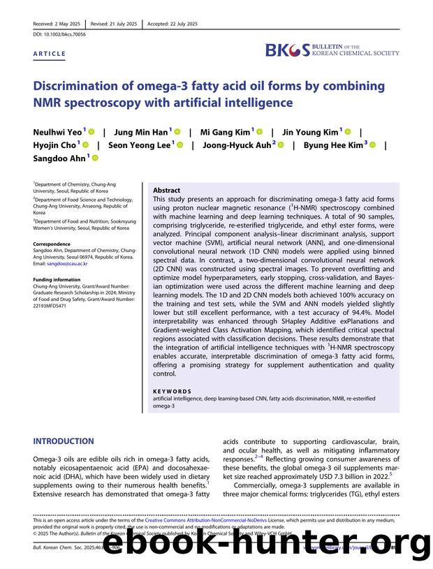 Discrimination of omegaâ3 fatty acid oil forms by combining NMR spectroscopy with artificial intelligence by Unknown