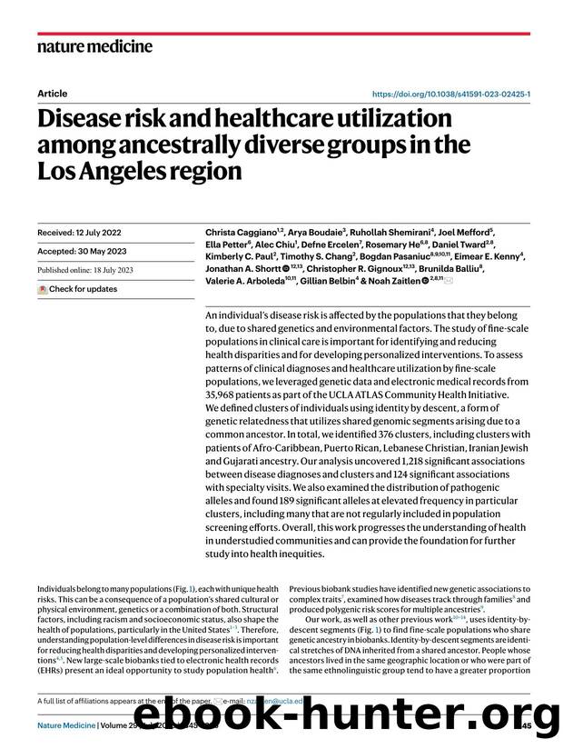 Disease risk and healthcare utilization among ancestrally diverse groups in the Los Angeles region by unknow