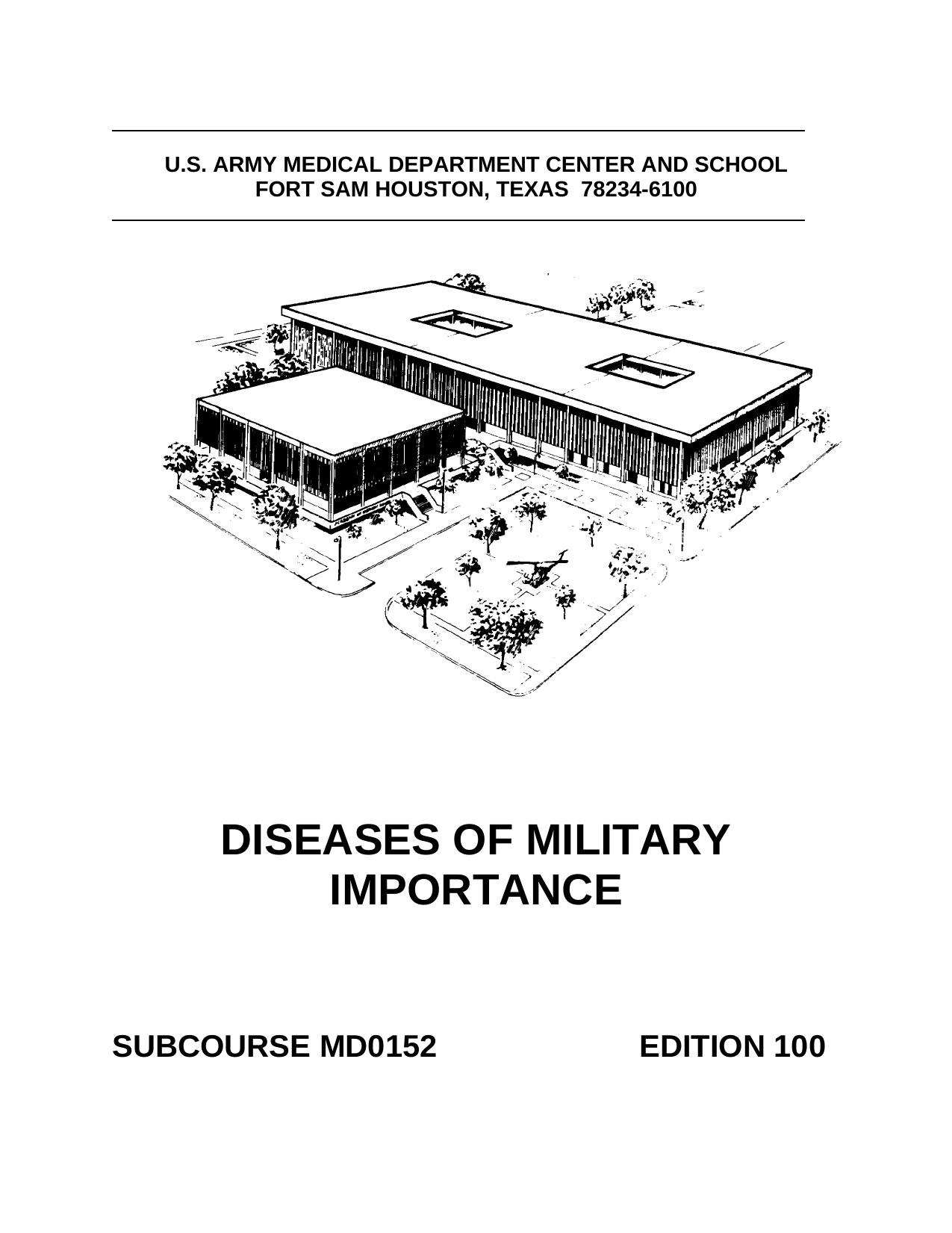 Diseases of Military Importance MD0152 by US Army medical department