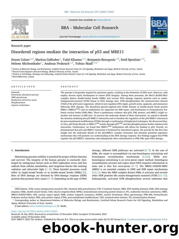 Disordered regions mediate the interaction of p53 and MRE11 by unknow