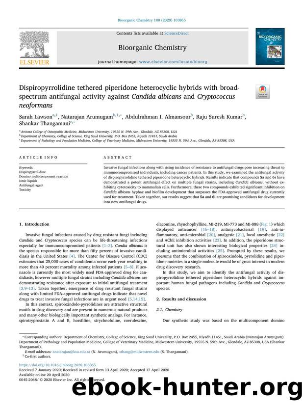 Dispiropyrrolidine tethered piperidone heterocyclic hybrids with broad-spectrum antifungal activity against Candida albicans and Cryptococcus neoformans by unknow