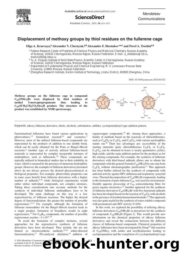 Displacement of methoxy groups by thiol residues on the fullerene cage by Olga A. Kraevaya & Alexander V. Chernyak & Alexander F. Shestakov & Pavel A. Troshin
