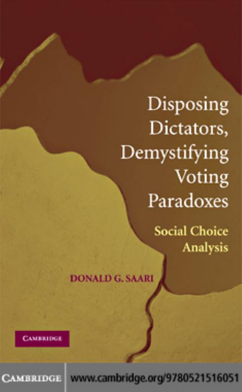 Disposing Dictators, Demystifying Voting Paradoxes: Social Choice Analysis by DONALD G. SAARI