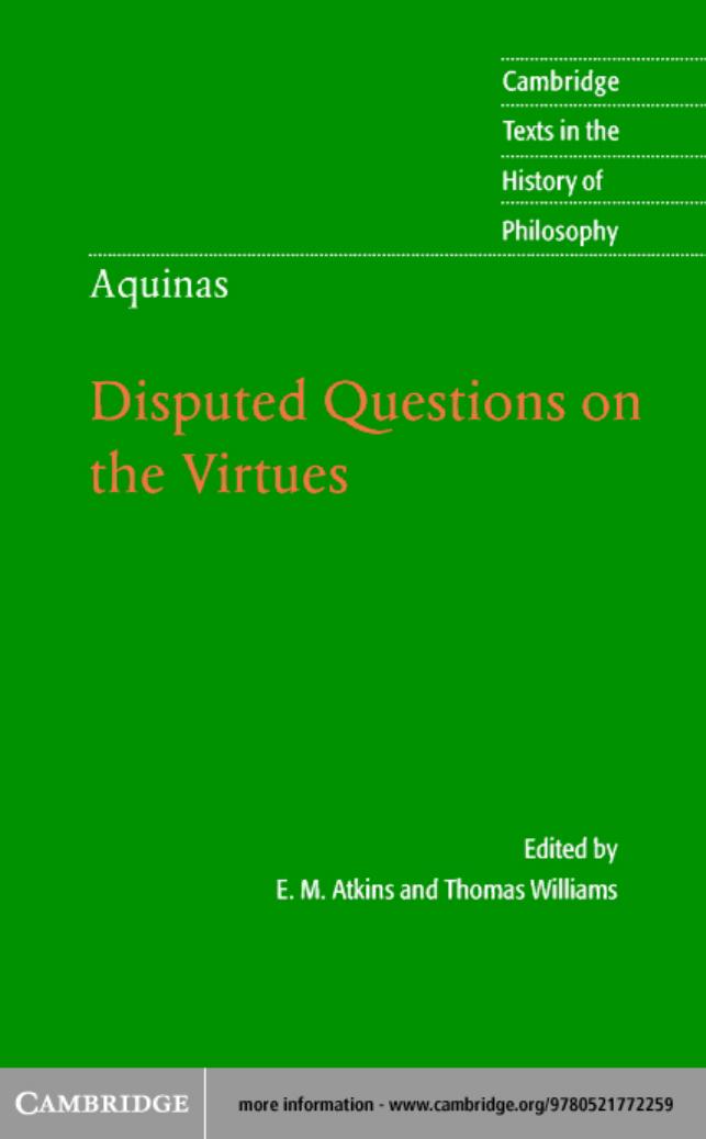 Disputed Questions on the Virtues (Cambridge Texts in the History of Philosophy) by Thomas Aquinas