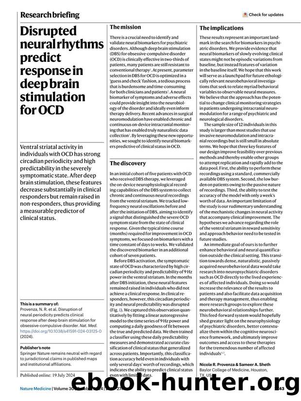 Disrupted neural rhythms predict response in deep brain stimulation for OCD by Unknown