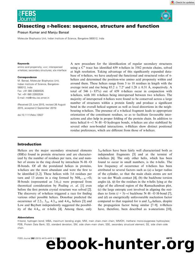 Dissecting Ïâhelices: sequence, structure and function by Unknown